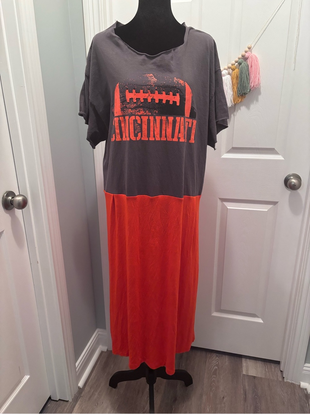 Custom Cincinnati Bengals Football Upcycled one of a kind Dress size XL